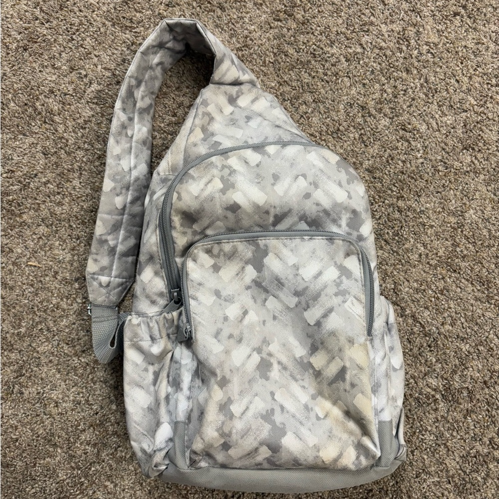 Thirty-One Gray Patterned Sling Backpack